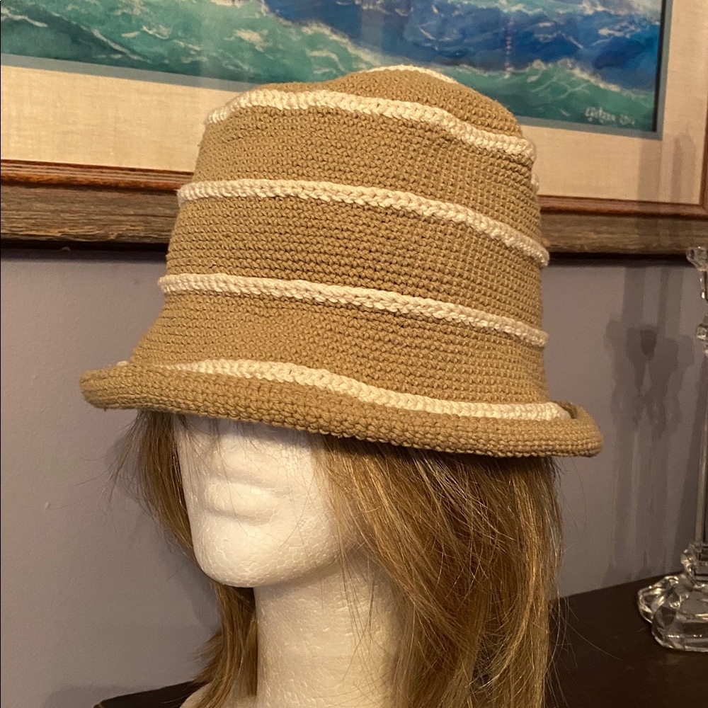 V! Khaki color Scala brand bucket style hat in pre-owned still good condition